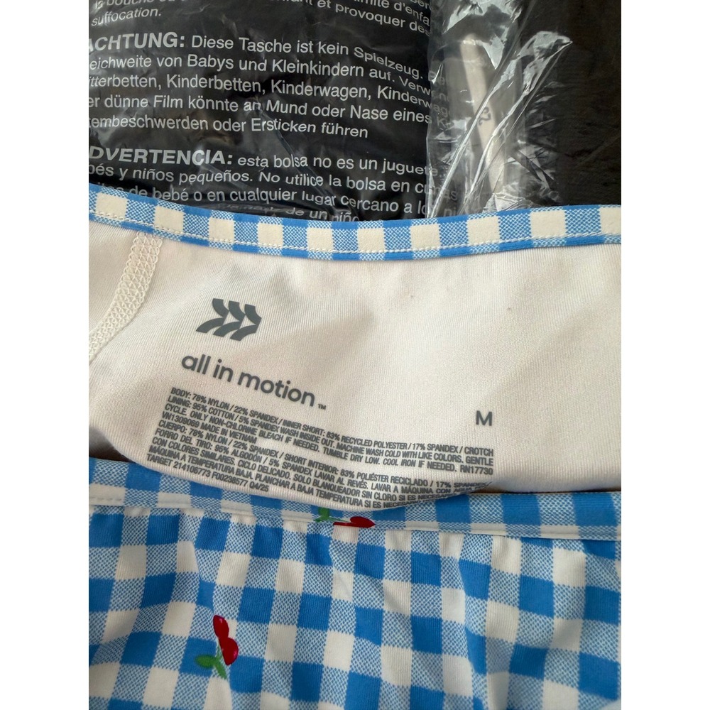 All In Motion Knit Wrap Skort – Blue Gingham Cherry Print – Women's Medium - Picture 5 of 5